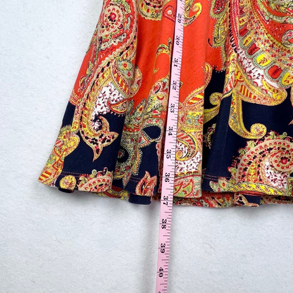 Ralph Lauren Jersey Paisley Orange Navy Blue Fit and Flare Dress Petite Small - Picture 9 of 9